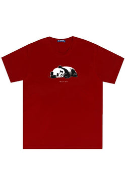 MTT31 Kaos Gambar Panda Pria Lengan Pendek Adem Instacool "panda katakana" maroon