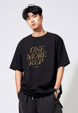 MTT32 Kaos Oversize Gym Bahan Scuba Tebal Scubalux "one more rep" hitam