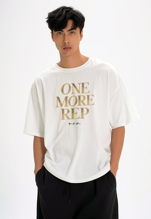 MTT34 Kaos Oversize Gym Scuba Bahan Tebal Scubalux "One More Rep" Putih