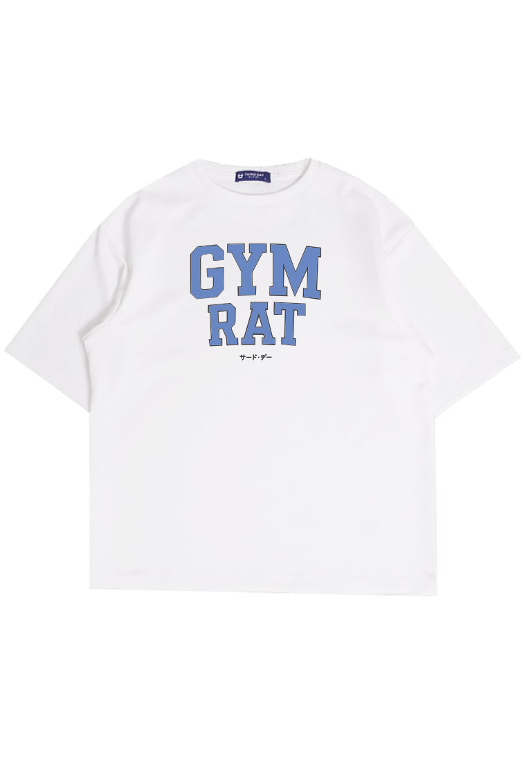 MTT36 Kaos Oversize Gym Scuba Bahan Tebal Scubalux "Gym Rat" Putih