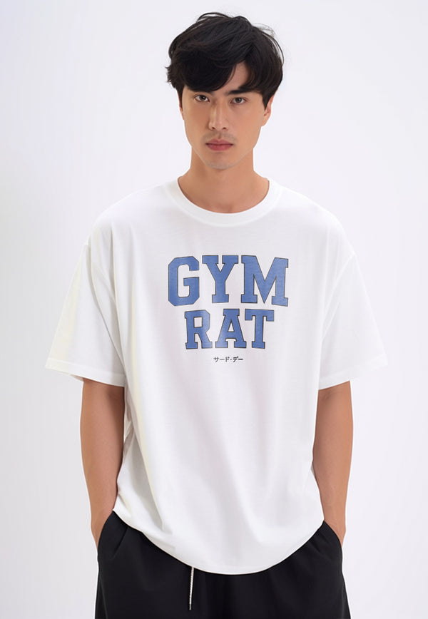 MTT36 Kaos Oversize Gym Scuba Bahan Tebal Scubalux "Gym Rat" Putih