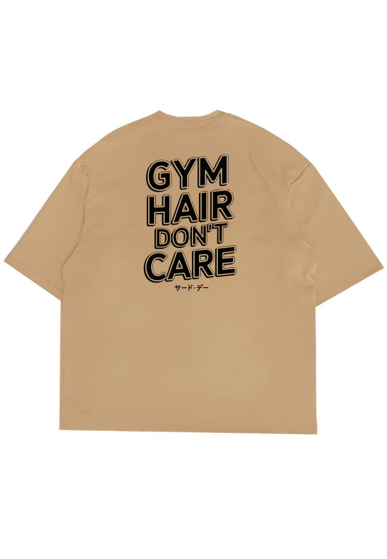 MTT38 Kaos Oversize Gym Bodybuilder Bahan Tebal Scubalux "gym hari dont care" khaki