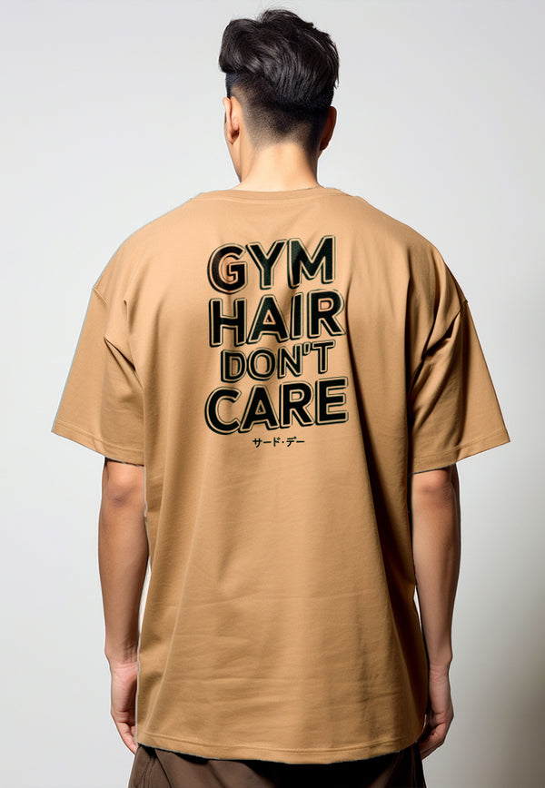 MTT38 Kaos Oversize Gym Bodybuilder Bahan Tebal Scubalux "gym hari dont care" khaki