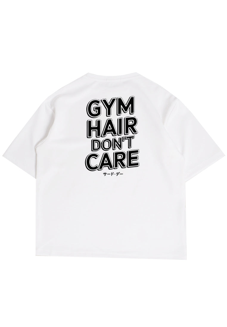 MTT39 Kaos Oversize Gym Bodybuilder Bahan Tebal Scubalux "gym hari dont care" putih