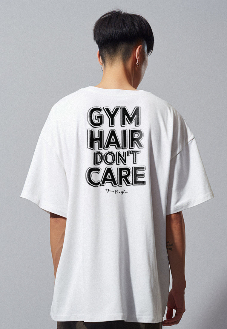 MTT39 Kaos Oversize Gym Bodybuilder Bahan Tebal Scubalux "gym hari dont care" putih