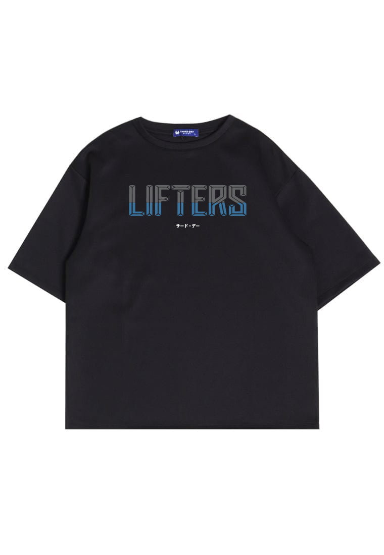 MTT45 Kaos Oversize Gym Scuba Bahan Tebal "LIFTERS" hitam black