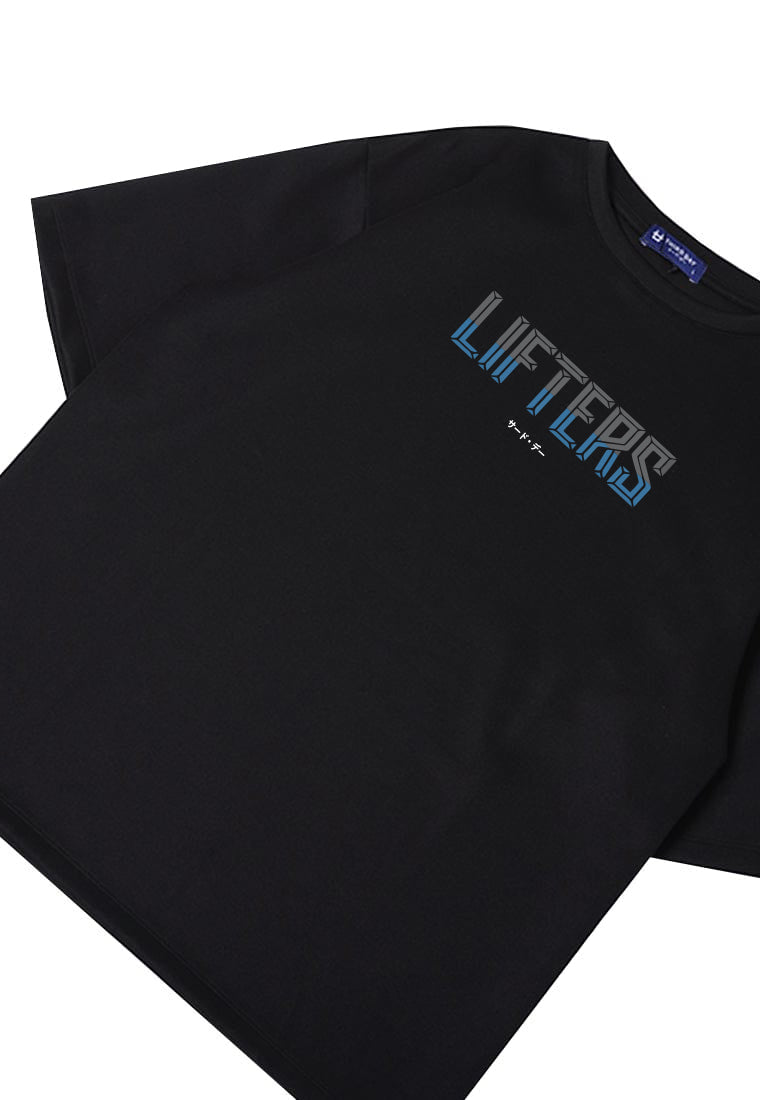 MTT45 Kaos Oversize Gym Scuba Bahan Tebal "LIFTERS" hitam black