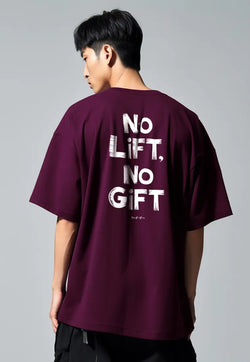 MTT65 kaos gym oversize pria natal bahan tebal scubalux "no lift no gift" burgundy merah