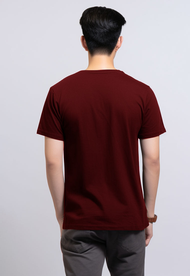 MTT76 Kaos Imlek 2024 tangan pendek pria "snake in chinese" merah maroon