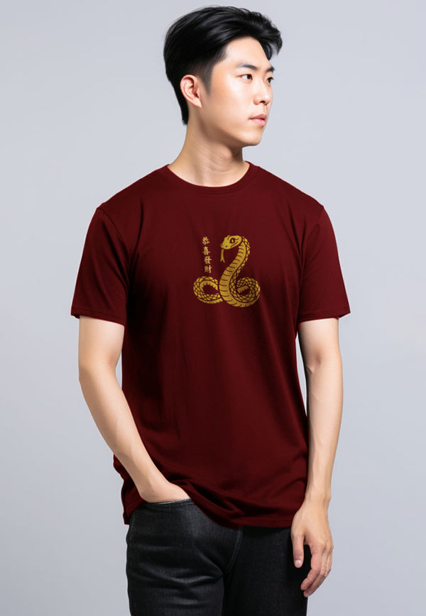 MTT77 Kaos Imlek 2025 Ular Chinese New Year "standing snake" merah maroon