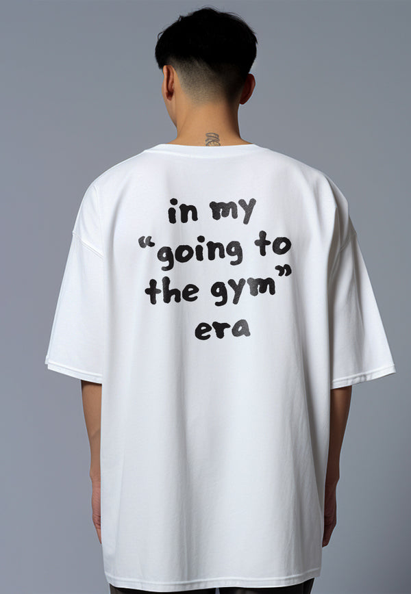 MTU14 Kaos Oversize Gym Bahan Tebal ScubaLux "going to gym era" putih