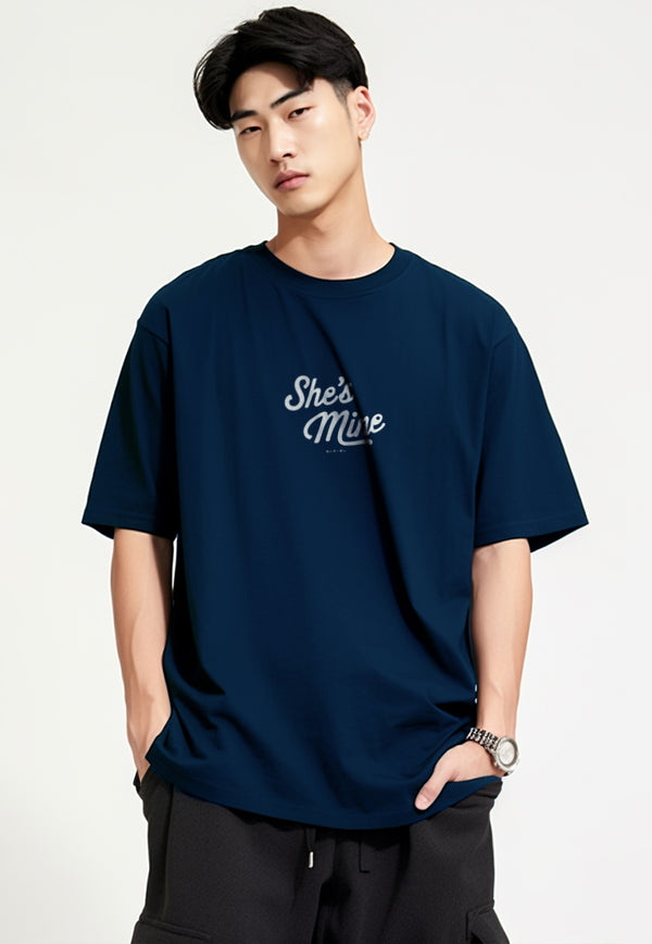 MTU18 kaos couple pasangan oversize bahan tebal scubalux "she's mine" navy