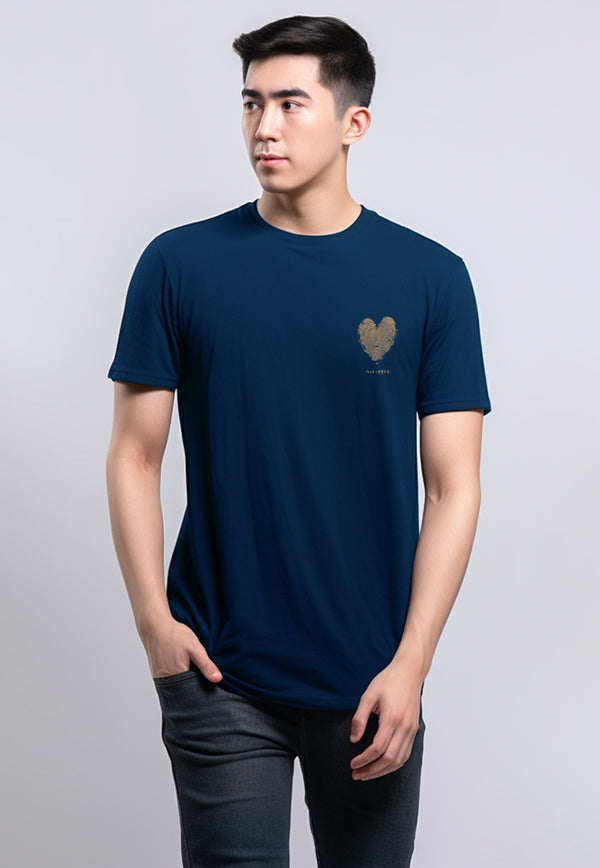 MTU30 kaos couple pasangan keren wanita lengan pendek "heart scribble" navy