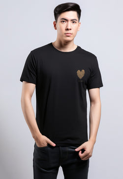 MTU31 kaos couple pasangan keren pria instacool lengan pendek "heart scribble" hitam