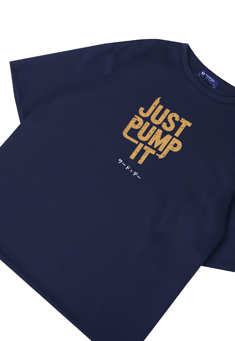 MTU48 Kaos Oversize Gym Bahan Tebal Scuba "just pump it" navy