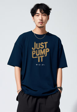 MTU48 Kaos Oversize Gym Bahan Tebal Scuba "just pump it" navy