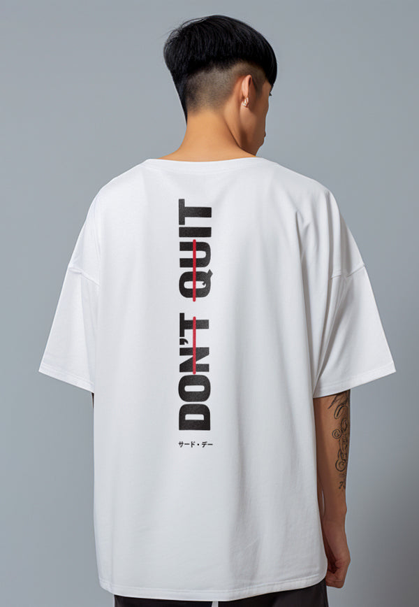 MTU56 Kaos Oversize Gym Bahan Tebal "dont quit" putih