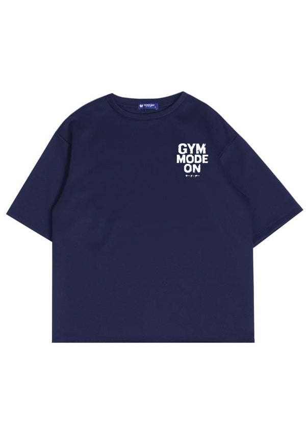 MTU61 Kaos Oversize Gym Bahan Tebal "gym mode on" navy