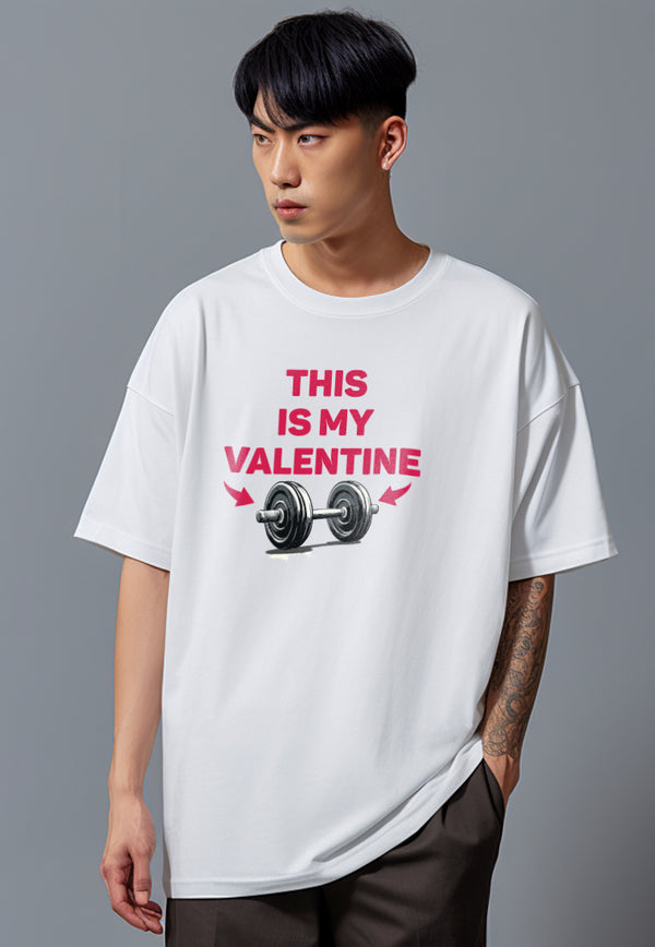 MTU63 Kado Valentine Kaos Oversize Gym Bahan Tebal "this is my " putih