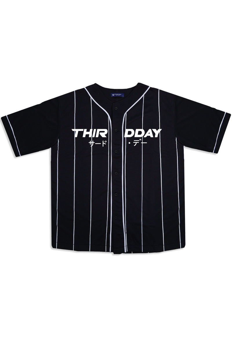 MTU76 Baju Baseball Jersey "thirdday italic katakana" Hitam Third Day Co