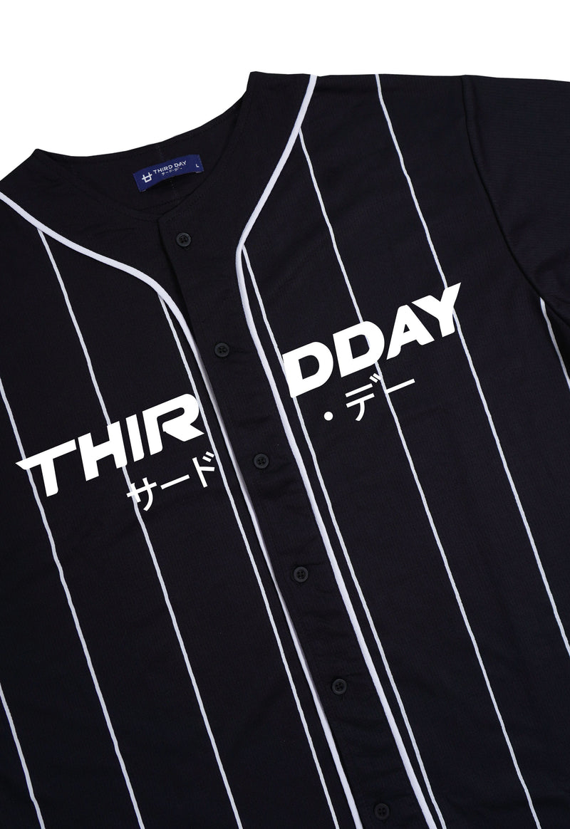 MTU76 Baju Baseball Jersey "thirdday italic katakana" Hitam Third Day Co