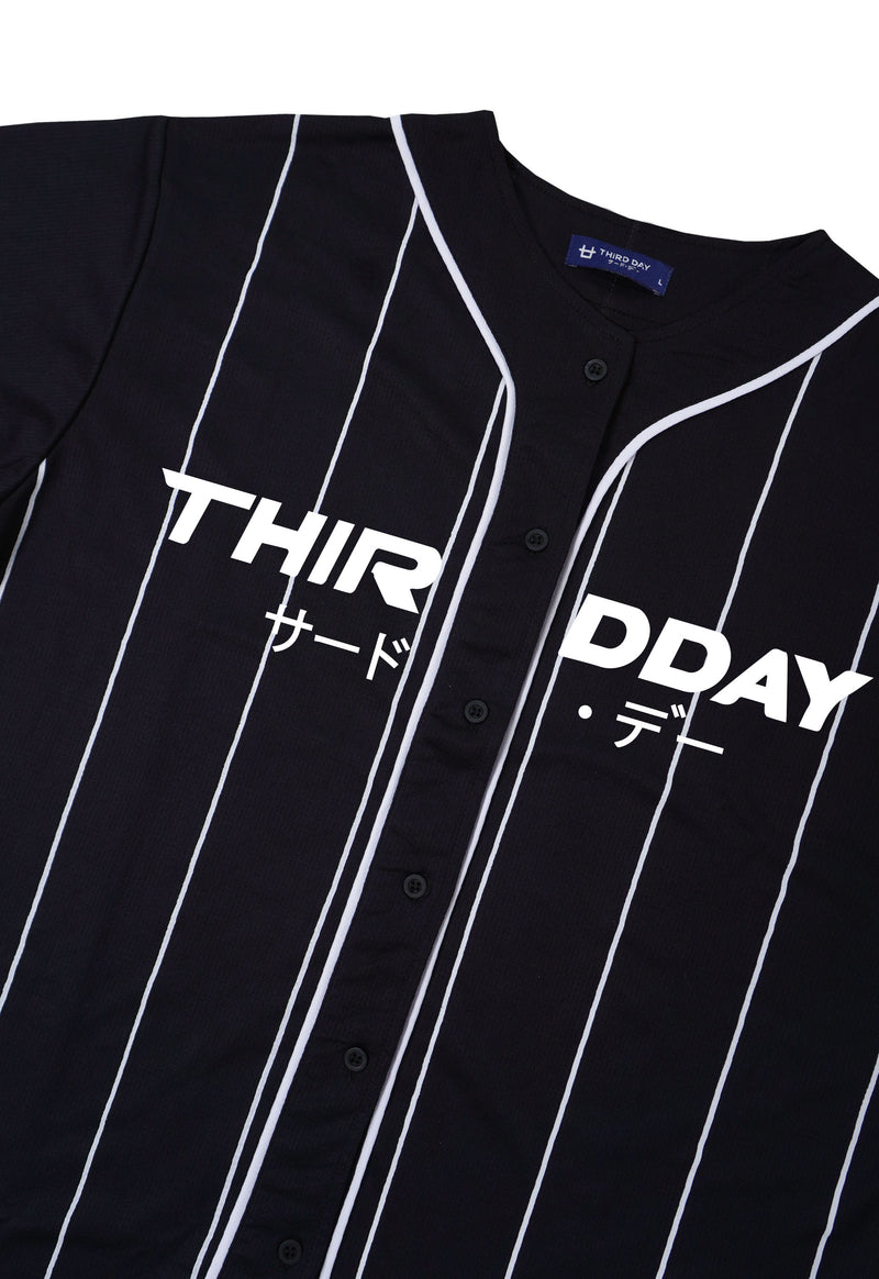 MTU76 Baju Baseball Jersey "thirdday italic katakana" Hitam Third Day Co