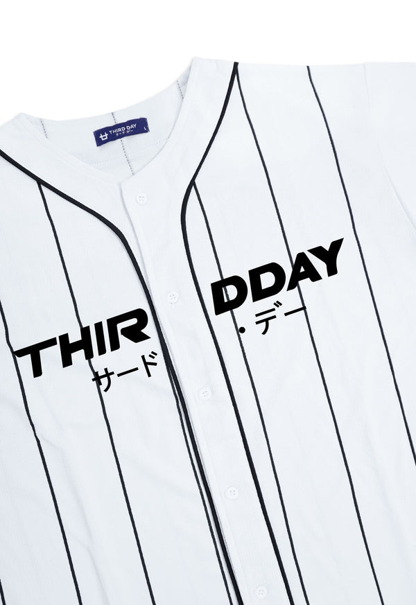 MTU77 Baju Baseball Jersey "thirdday italic katakana" putih Third Day Co