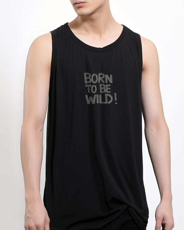 MTU79 Kaos Lekbong Singlet Pria "born to be wild" hitam