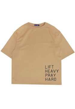 MTU83 Kaos Oversize Gym Scuba Bahan Tebal "lift heavy pray hard" khaki