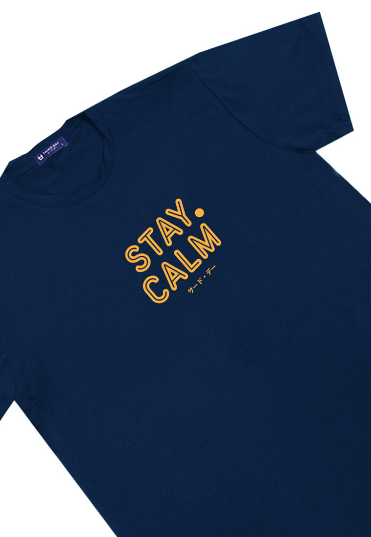 MTU85 Baju Kaos Lengan Pendek Instacool "stay calm" navy