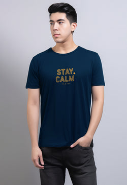 MTU85 Baju Kaos Lengan Pendek Instacool "stay calm" navy