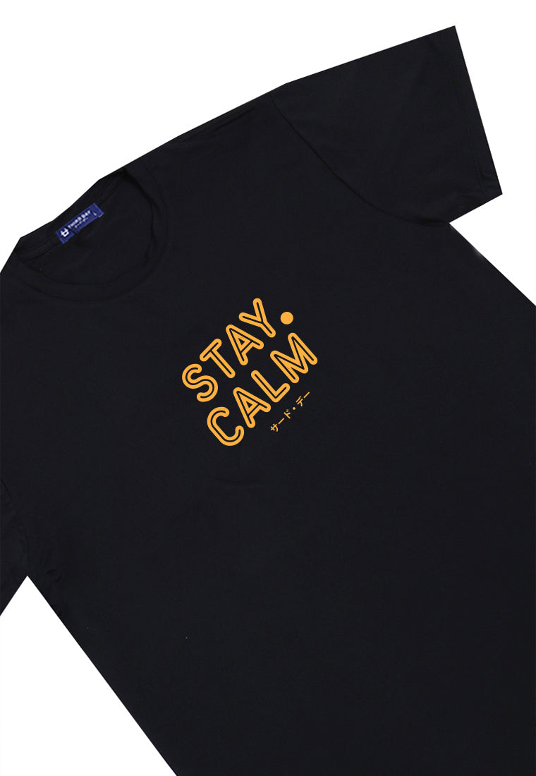 MTU86 Baju Kaos Lengan Pendek Instacool "stay calm" hitam