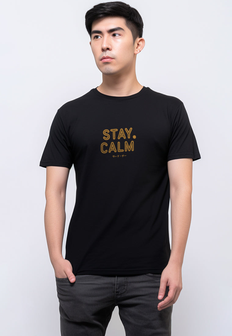 MTU86 Baju Kaos Lengan Pendek Instacool "stay calm" hitam