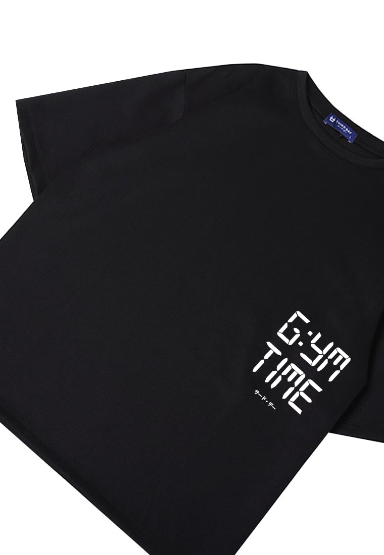 MTU94 Kaos Oversize Gym Bahan Scuba Tebal "gym time" hitam