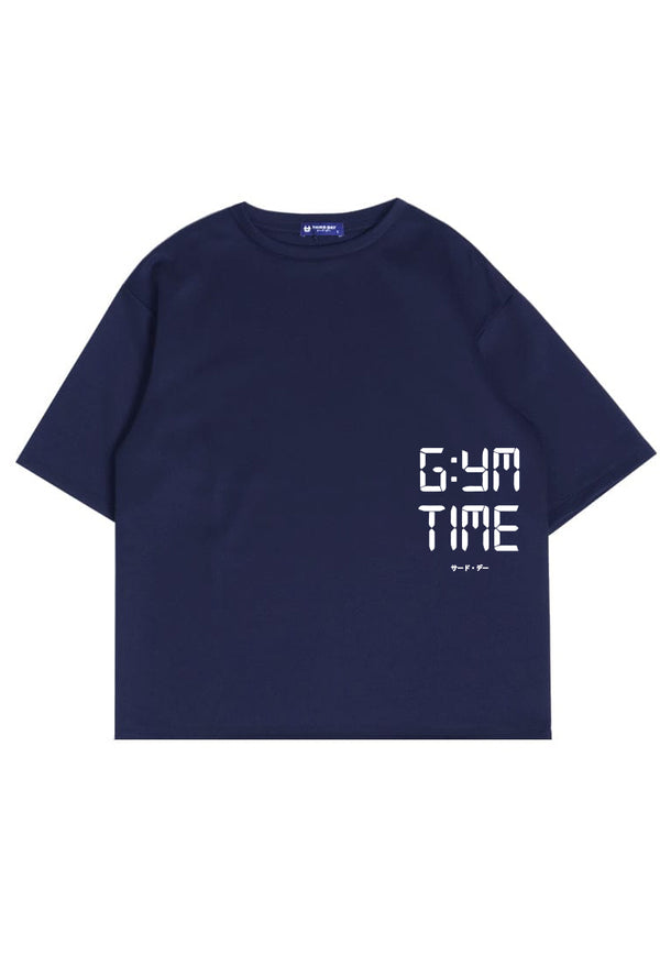 MTU96 Kaos Oversize Gym Bahan Scuba Tebal "gym time" navy