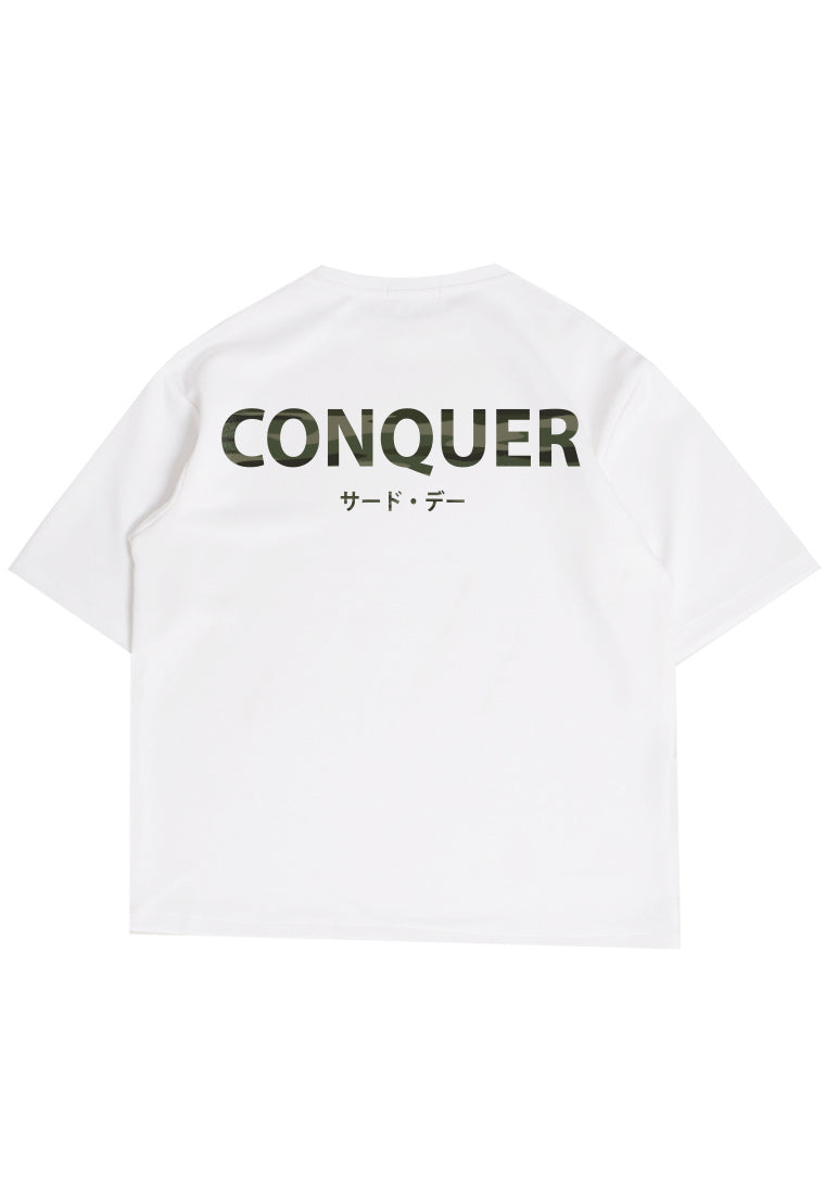 MTV30 Kaos Oversize Gym ScubaLux Tebal "conquer" putih