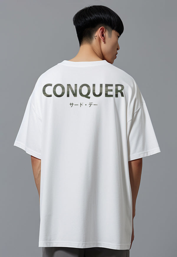 MTV30 Kaos Oversize Gym ScubaLux Tebal "conquer" putih