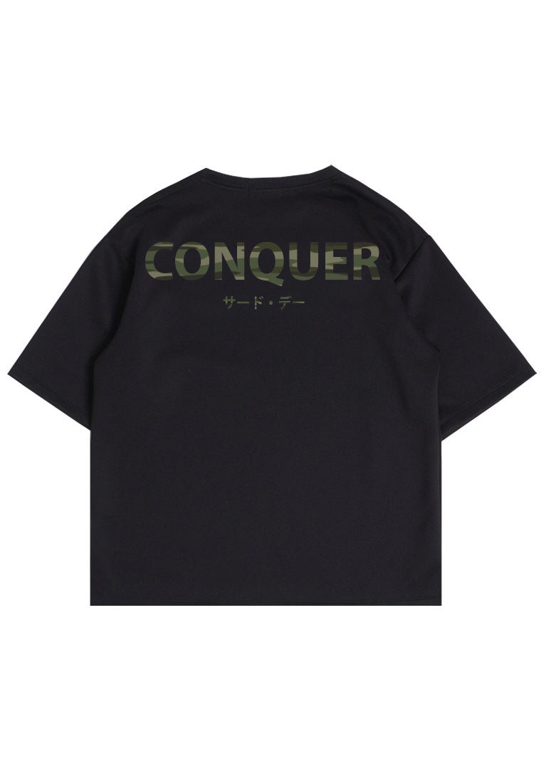 MTV31 Kaos Oversize Gym ScubaLux Tebal "conquer" hitam