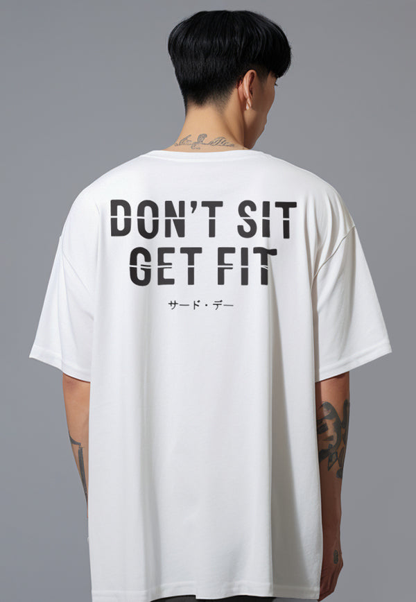 MTV33 Kaos Oversize Gym ScubaLux Tebal "get fit" putih