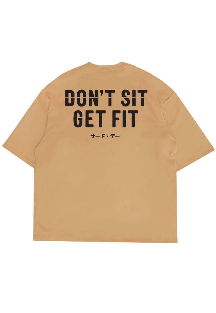 MTV34 Kaos Oversize Gym ScubaLux Tebal "get fit" khaki