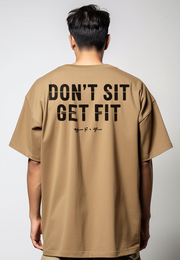 MTV34 Kaos Oversize Gym ScubaLux Tebal "get fit" khaki