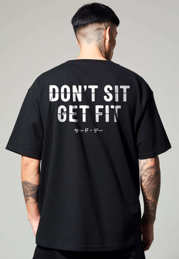 MTV35 Kaos Oversize Gym ScubaLux Tebal "get fit" hitam