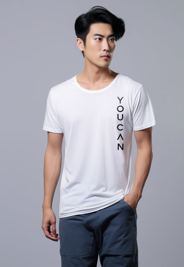 MTV37 baju kaos lengan pendek pria instacool "youcan" putih