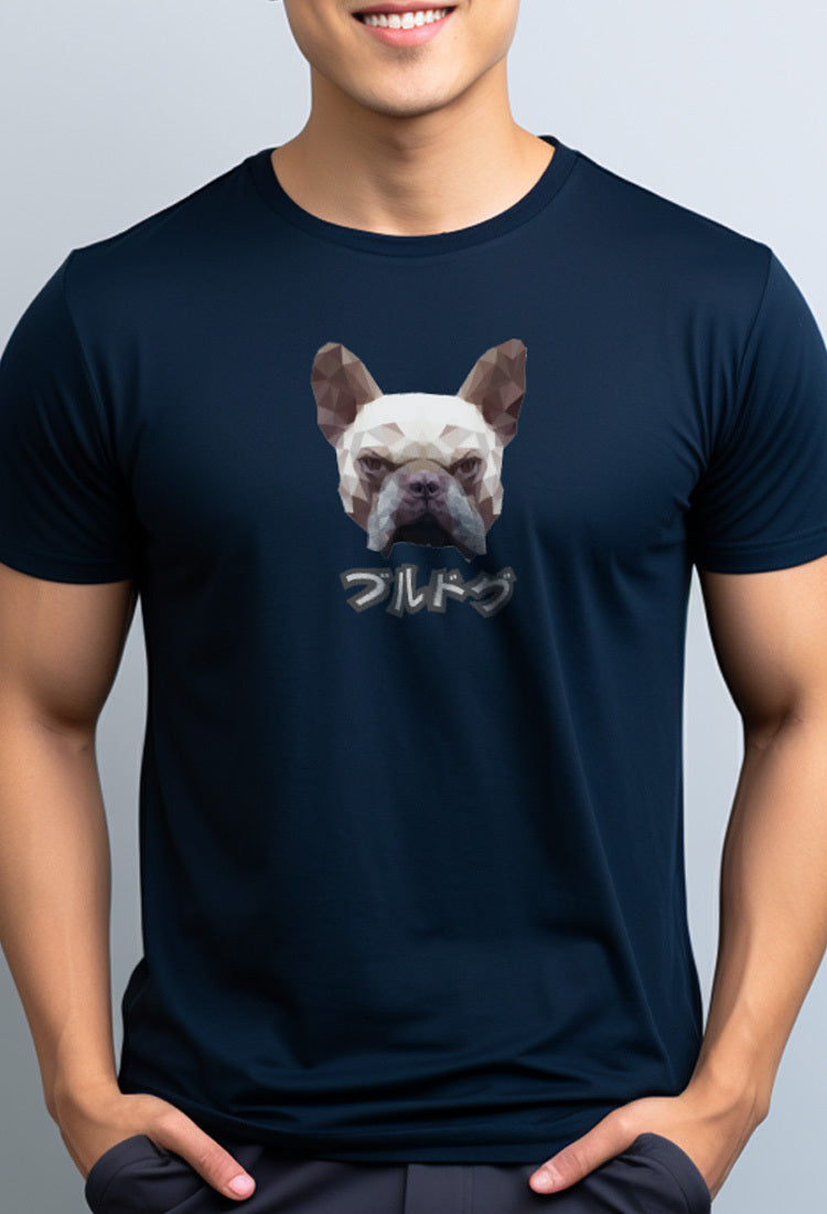 NTC90 kaos anjing pria french bulldog pitbull keren branded besar anti kusut navy