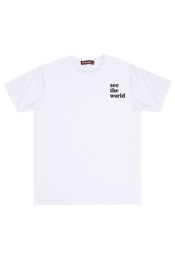 NTD69 Kaos Anti Kusut Light Weight Stretch "see the world" putih