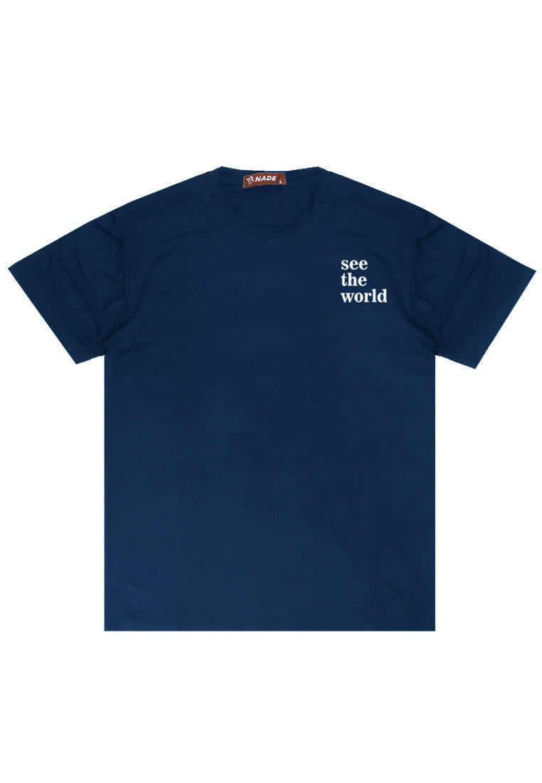 NTD70 Kaos Anti Kusut Light Weight Stretch "see the world" navy