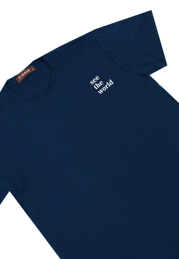 NTD70 Kaos Anti Kusut Light Weight Stretch "see the world" navy