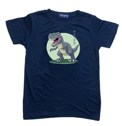 KU038 Kaos Anak Bahan Adem Halus "trex" navy