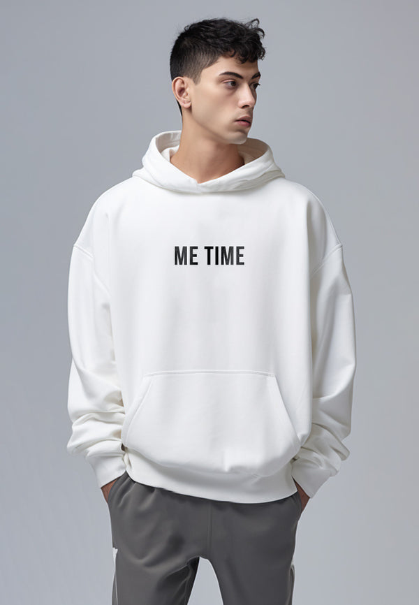 MT667M Hoodies Oversize ScubaLux Bahan Scuba Adem "Me Time" Putih