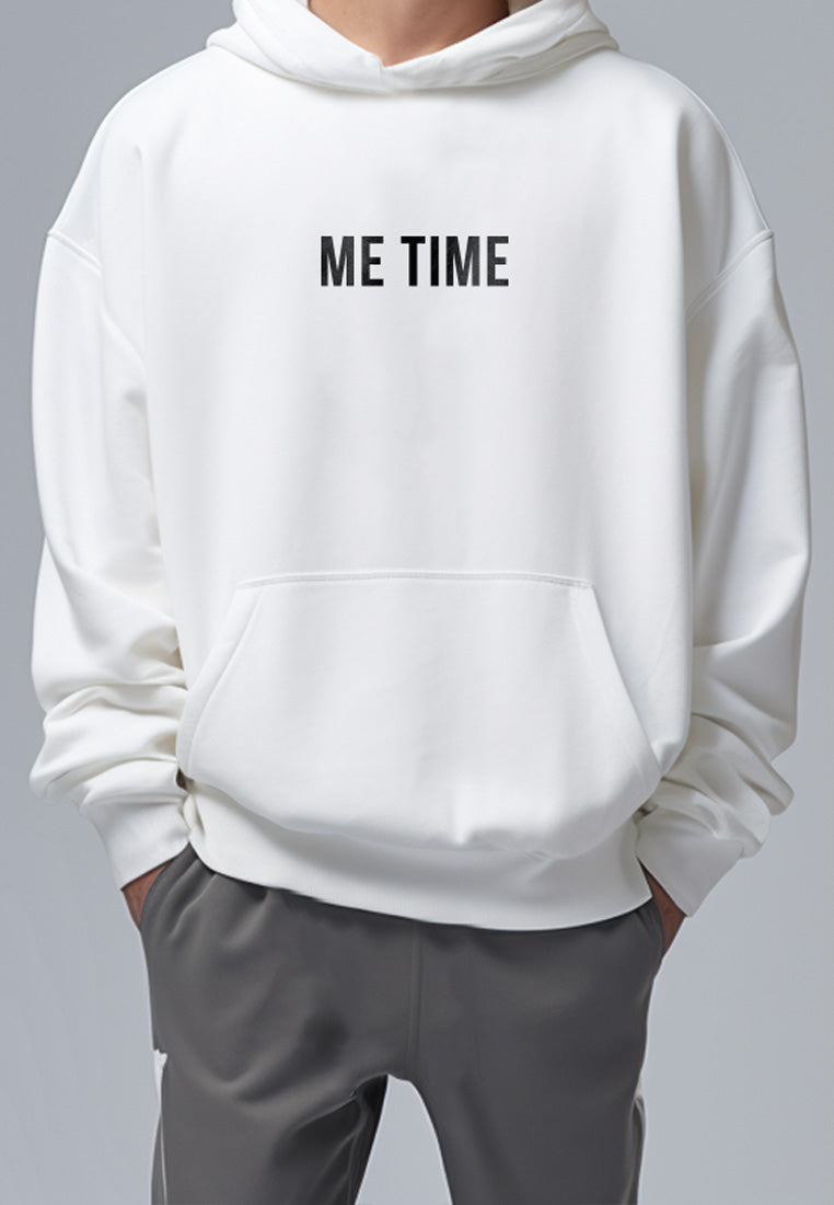 MT667M Hoodies Oversize ScubaLux Bahan Scuba Adem "Me Time" Putih